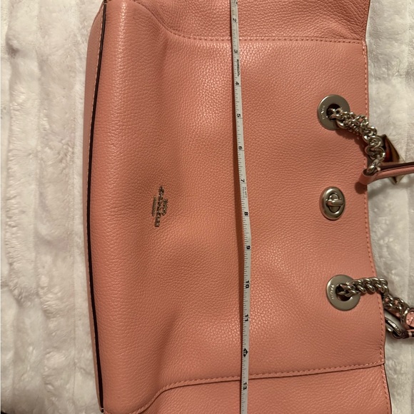 Coach Pink Textured Leather Tote with Chain Handles - Picture 13 of 13